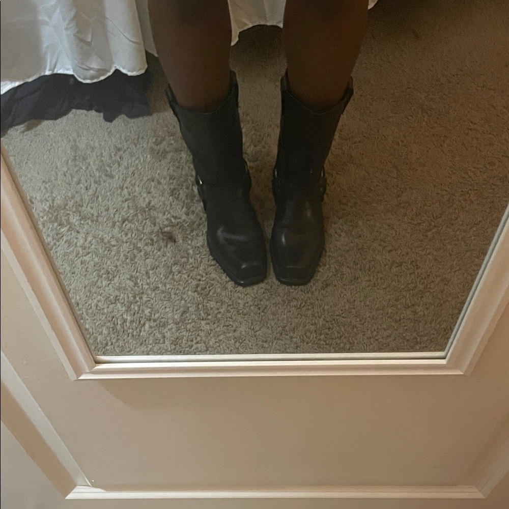 Black Harley Davidson Leather Harness Boots